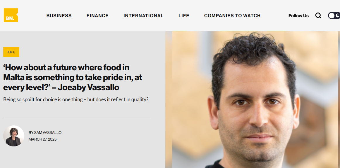 ‘How about a future where food in Malta is something to take pride in, at every level?’ – Joeaby Vassallo